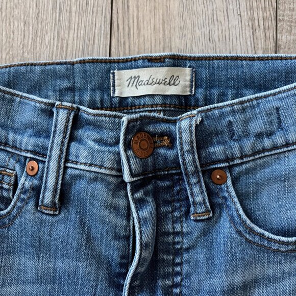 Madewell 9" High-Rise Skinny Jeans Blue Wash Distressed with Frayed Hems Size 24 - Picture 3 of 10